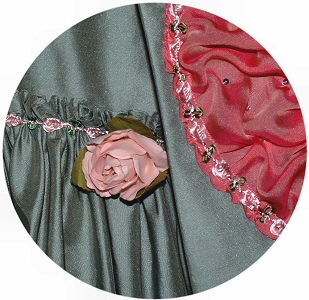 Detail of decoration on 18th Century Wedding Dress
