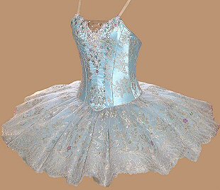 side view of pale blue crystal fairy tutu