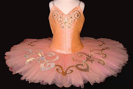 peach and pink classical ballet tutu with gold decoration