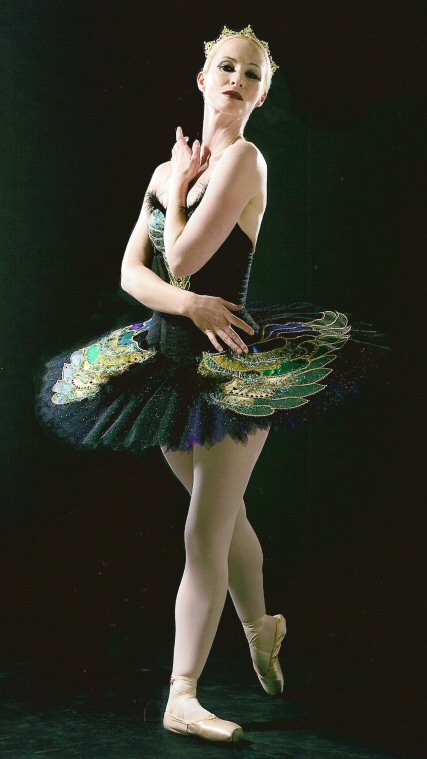 Black swan classical ballet tutu embellished with gold-edged wings