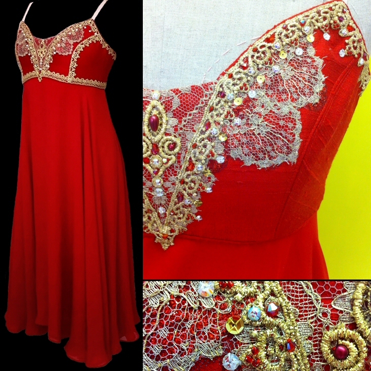 red silk juliet dress