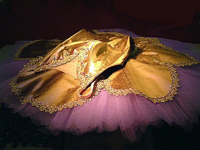 gold and lilac tutu edged with gold lace