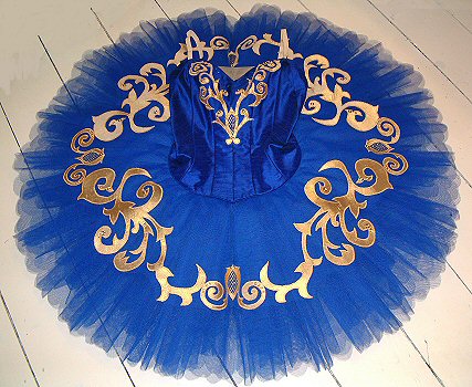 Royal blue classical ballet tutu with gold decoration