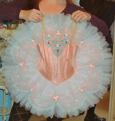 the pink tutu from above showing the decorated top layer