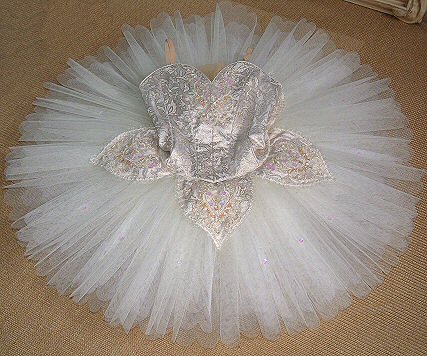 Ivory and gold brocade classical ballet tutu with petal decoration