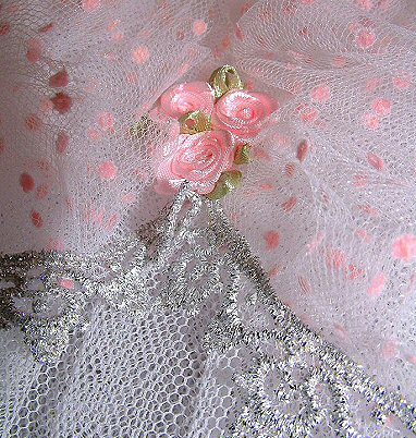 tutu skirt silver and pink rosebud embellishment